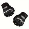 Black Steel Knuckle Half-Finger Motorcycle Riding Gloves