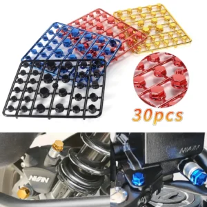 30-Piece Universal Motorcycle Screw & Bolt Cap Cover Set